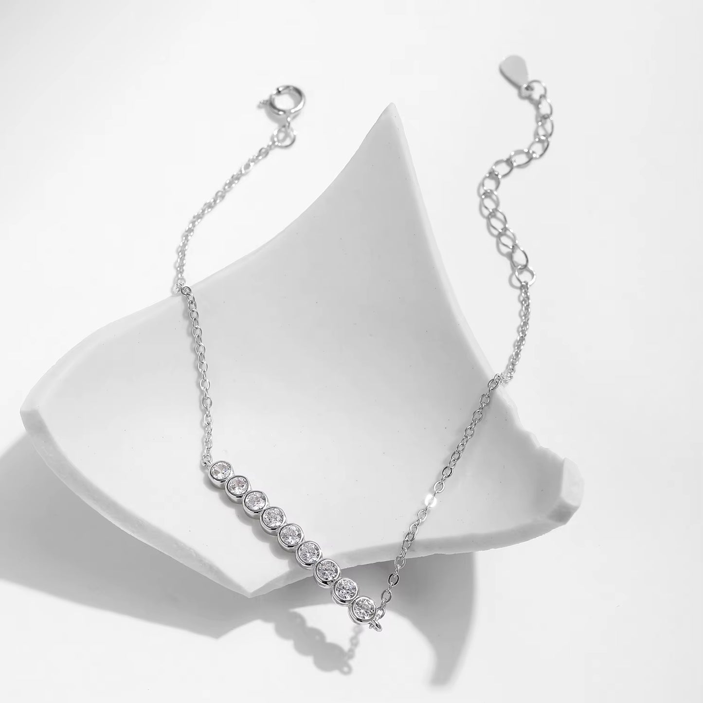 D Color Moissanite 925 Sterling Silver Simple Bracelet round Lab Diamond Chain Link Jewelry for Women Luxury Wedding Gift