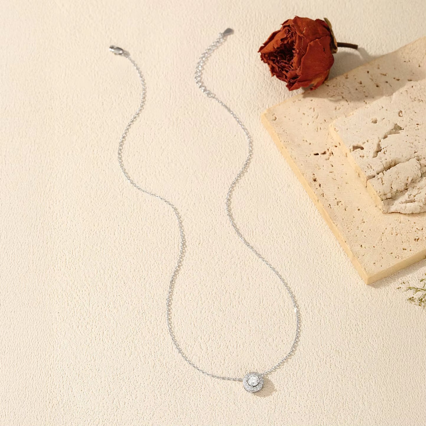Classic Moissanite Link Chain Necklace 925 Sterling Silver Wedding Anniversary Pendant Necklace for Women Fine Jewelry
