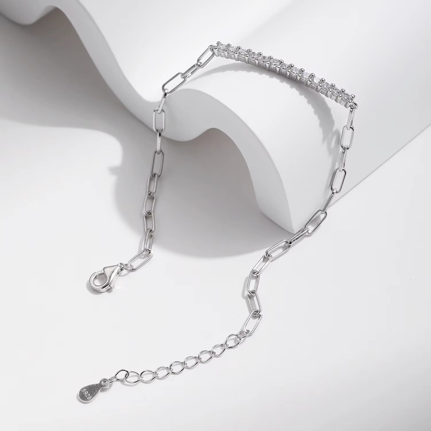 Sparkling D Color Moissanite Bracelet 925 Sterling Silver Lock Stackable Trendy Bracelets for Women Jewelry with Gift Box