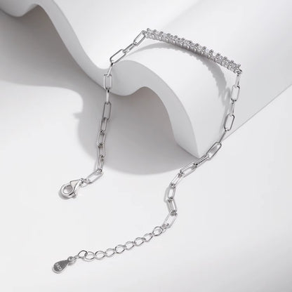 Sparkling D Color Moissanite Bracelet 925 Sterling Silver Lock Stackable Trendy Bracelets for Women Jewelry with Gift Box