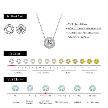Classic Moissanite Link Chain Necklace 925 Sterling Silver Wedding Anniversary Pendant Necklace for Women Fine Jewelry