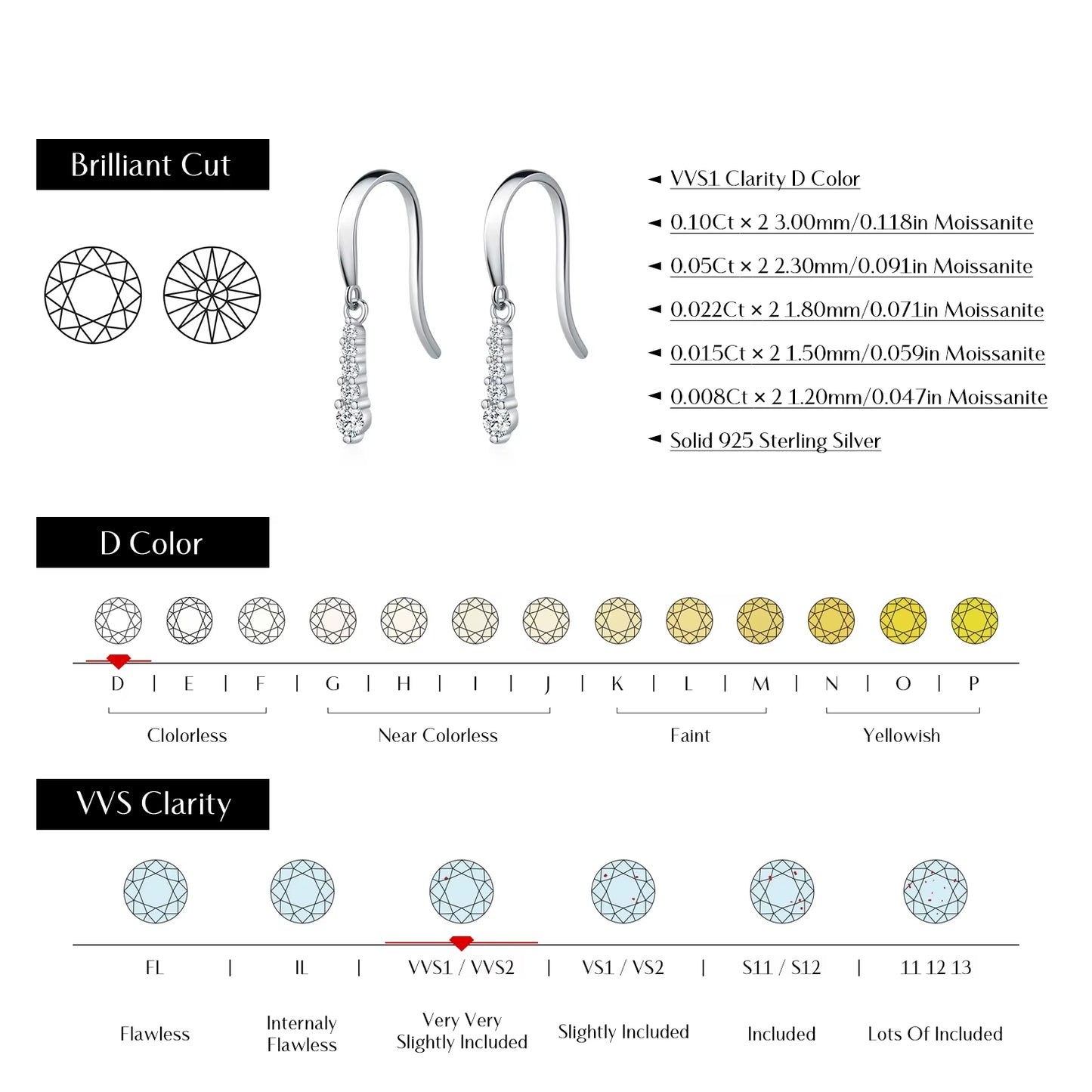 D Color Moissanite Dangle Dangle 925 Sterling Silver Fashion Dazzling Fashion Water Drop Earrings for Women Fine Jewelry