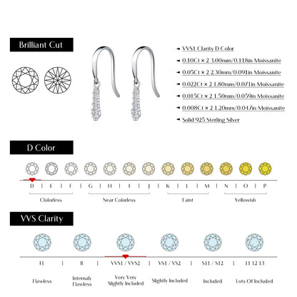 D Color Moissanite Dangle Dangle 925 Sterling Silver Fashion Dazzling Fashion Water Drop Earrings for Women Fine Jewelry