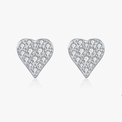 D Color Moissanite Simple Daily Wear Ear Studs 925 Sterling Silver Heart Small Stud Earrings for Women Fine Party Jewelry