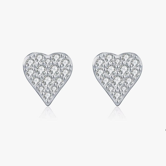 D Color Moissanite Simple Daily Wear Ear Studs 925 Sterling Silver Heart Small Stud Earrings for Women Fine Party Jewelry