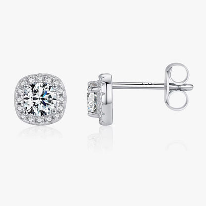 D Color Moissanite Stud Earrings Brilliant Square Cut Lab Created Diamond 925 Silver Earrings for Women Wedding Jewelry