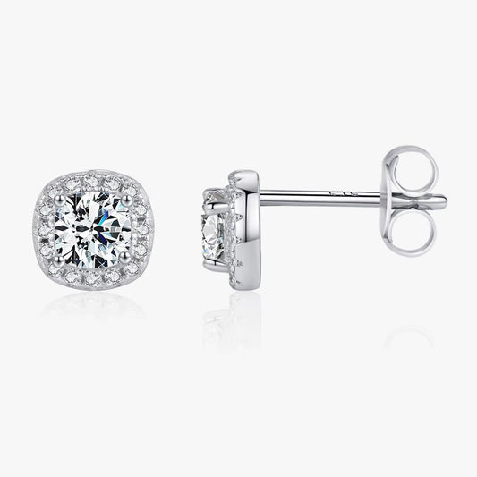 D Color Moissanite Stud Earrings Brilliant Square Cut Lab Created Diamond 925 Silver Earrings for Women Wedding Jewelry