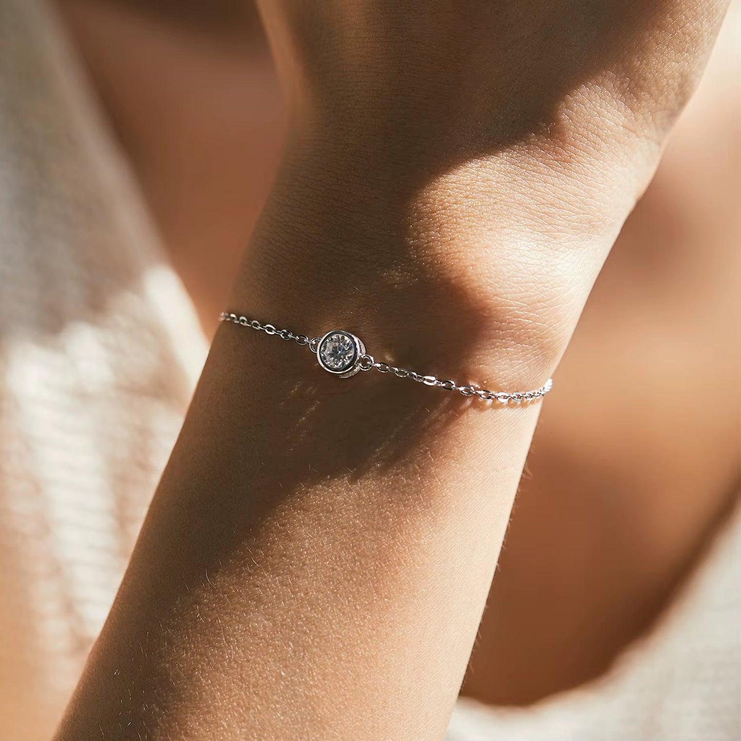 0.5CT Moissanite Bracelet 925 Sterling Silver Classic Link Chain Charms Bracelets for Women Luxury Wedding Jewelry