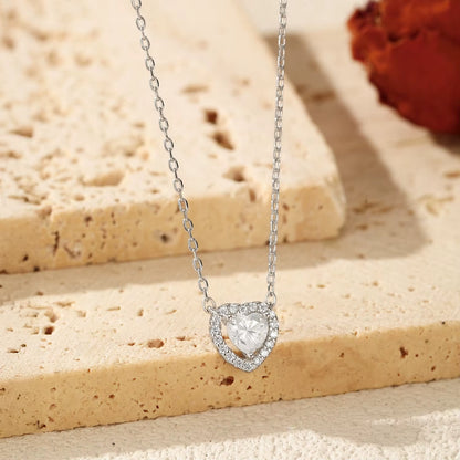 D Color Heart Moissanite 925 Sterling Silver Fashion Simple Pendant Necklace for Women Wedding Fine Jewelry Gfits