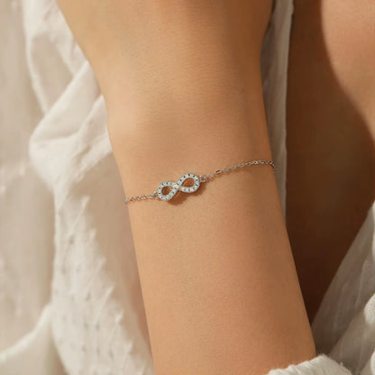 D Color Moissanite Lab Created Diamond Bracelet 925 Sterling Silver Romantic Exquisite Infinity Love for Women Jewelry