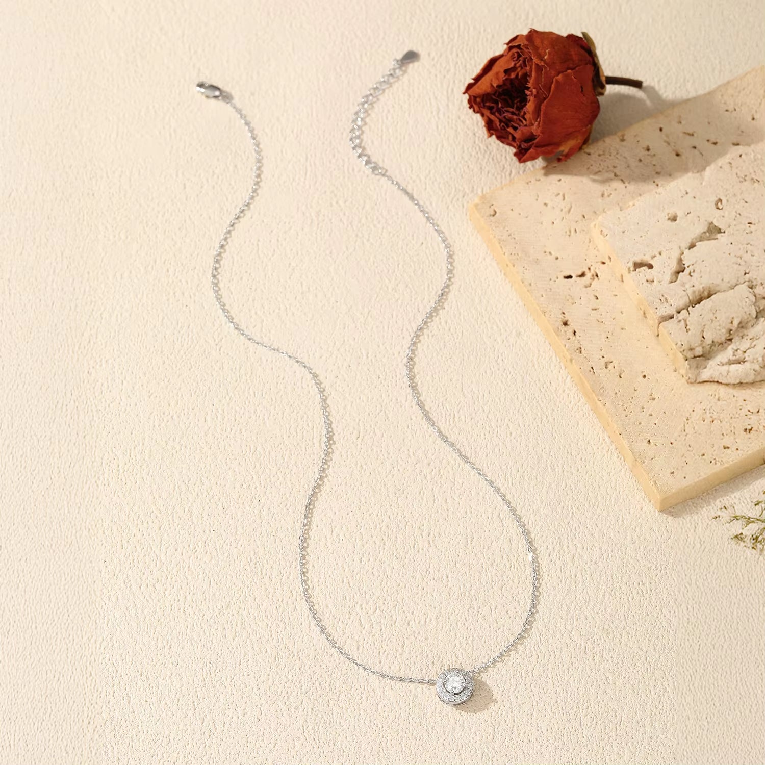 Classic Moissanite Link Chain Necklace 925 Sterling Silver Wedding Anniversary Pendant Necklace for Women Fine Jewelry