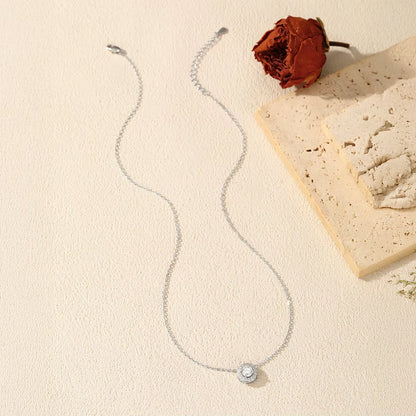 Classic Moissanite Link Chain Necklace 925 Sterling Silver Wedding Anniversary Pendant Necklace for Women Fine Jewelry