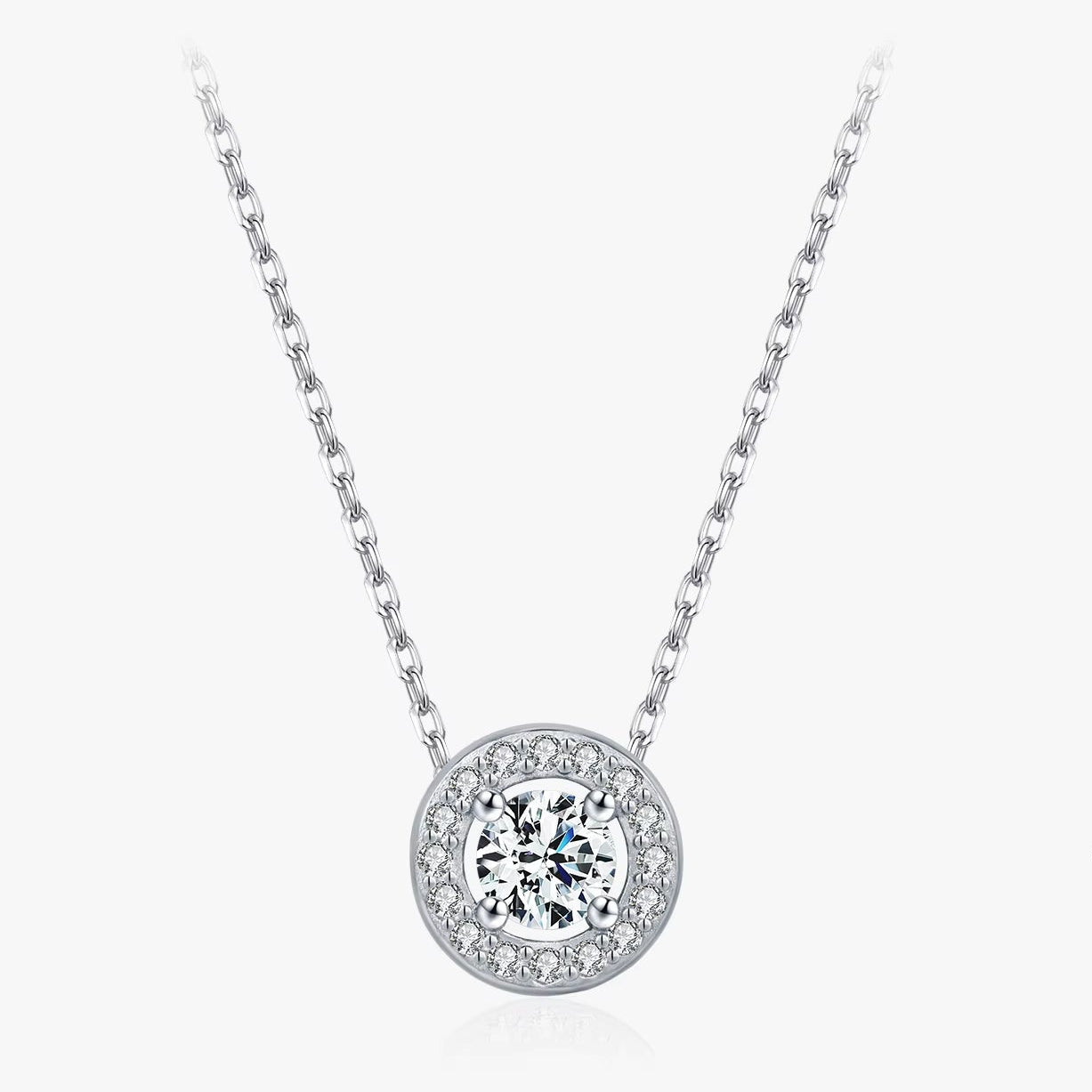 Classic Moissanite Link Chain Necklace 925 Sterling Silver Wedding Anniversary Pendant Necklace for Women Fine Jewelry