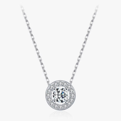 Classic Moissanite Link Chain Necklace 925 Sterling Silver Wedding Anniversary Pendant Necklace for Women Fine Jewelry