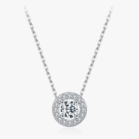 Classic Moissanite Link Chain Necklace 925 Sterling Silver Wedding Anniversary Pendant Necklace for Women Fine Jewelry