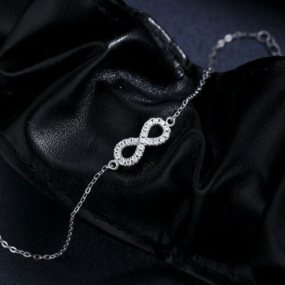 D Color Moissanite Lab Created Diamond Bracelet 925 Sterling Silver Romantic Exquisite Infinity Love for Women Jewelry