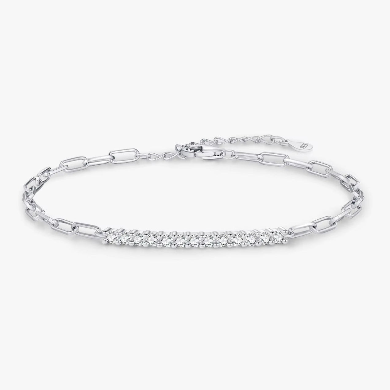 Sparkling D Color Moissanite Bracelet 925 Sterling Silver Lock Stackable Trendy Bracelets for Women Jewelry with Gift Box