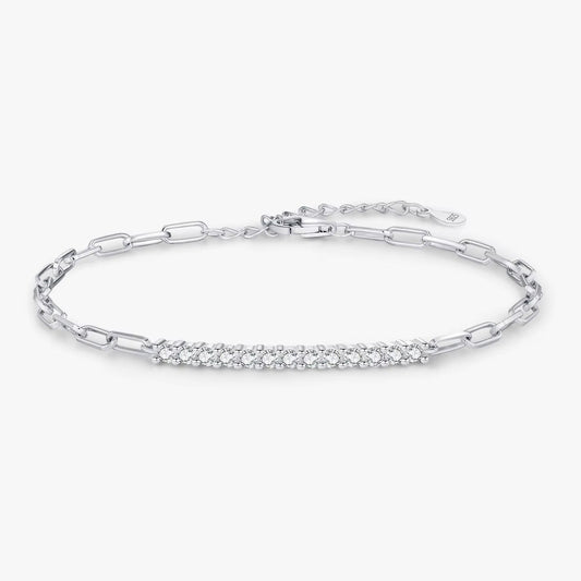 Sparkling D Color Moissanite Bracelet 925 Sterling Silver Lock Stackable Trendy Bracelets for Women Jewelry with Gift Box