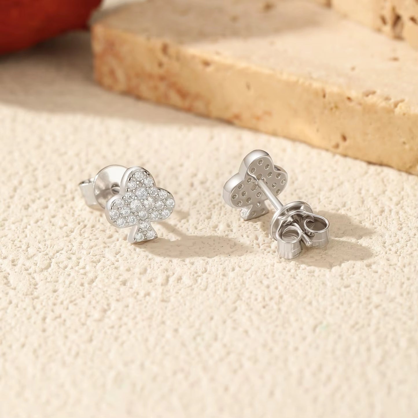 D Color Moissanite Clubs Small Ear Studs 925 Sterling Silver Daily Wear Stackable Stud Earrings for Women Fine Jewelry