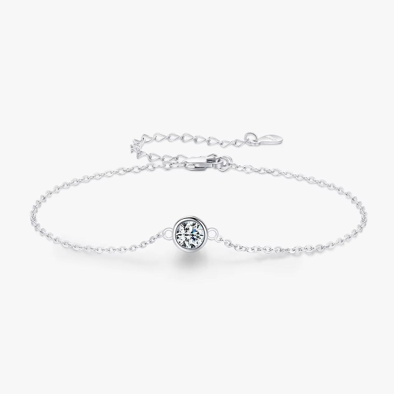 0.5CT Moissanite Bracelet 925 Sterling Silver Classic Link Chain Charms Bracelets for Women Luxury Wedding Jewelry