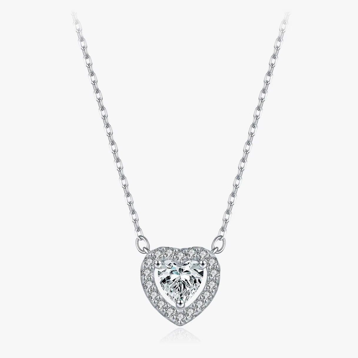 D Color Heart Moissanite 925 Sterling Silver Fashion Simple Pendant Necklace for Women Wedding Fine Jewelry Gfits