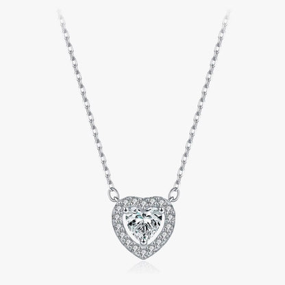 D Color Heart Moissanite 925 Sterling Silver Fashion Simple Pendant Necklace for Women Wedding Fine Jewelry Gfits