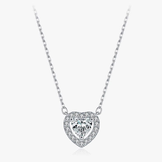 D Color Heart Moissanite 925 Sterling Silver Fashion Simple Pendant Necklace for Women Wedding Fine Jewelry Gfits
