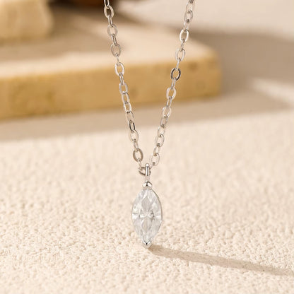 D Color Rhombic Moissanite Necklaces 925 Sterling Silver Simple Link Chain Pendant Necklace for Women Fine Jewelry Gifts