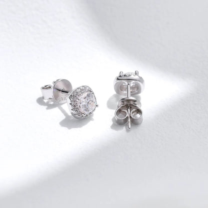 D Color Moissanite Stud Earrings Brilliant Square Cut Lab Created Diamond 925 Silver Earrings for Women Wedding Jewelry