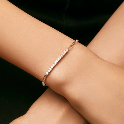 Sparkling D Color Moissanite Bracelet 925 Sterling Silver Lock Stackable Trendy Bracelets for Women Jewelry with Gift Box