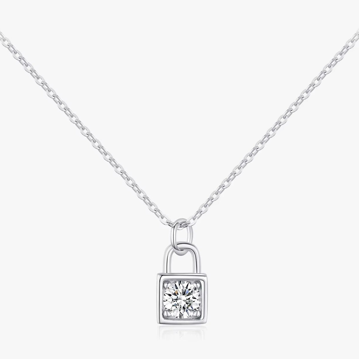 0.5 Carat D Color Moissanite Lock Pendant Necklace for Women 925 Sterling Silver Party Stackable Fine Jewelry with Boxes