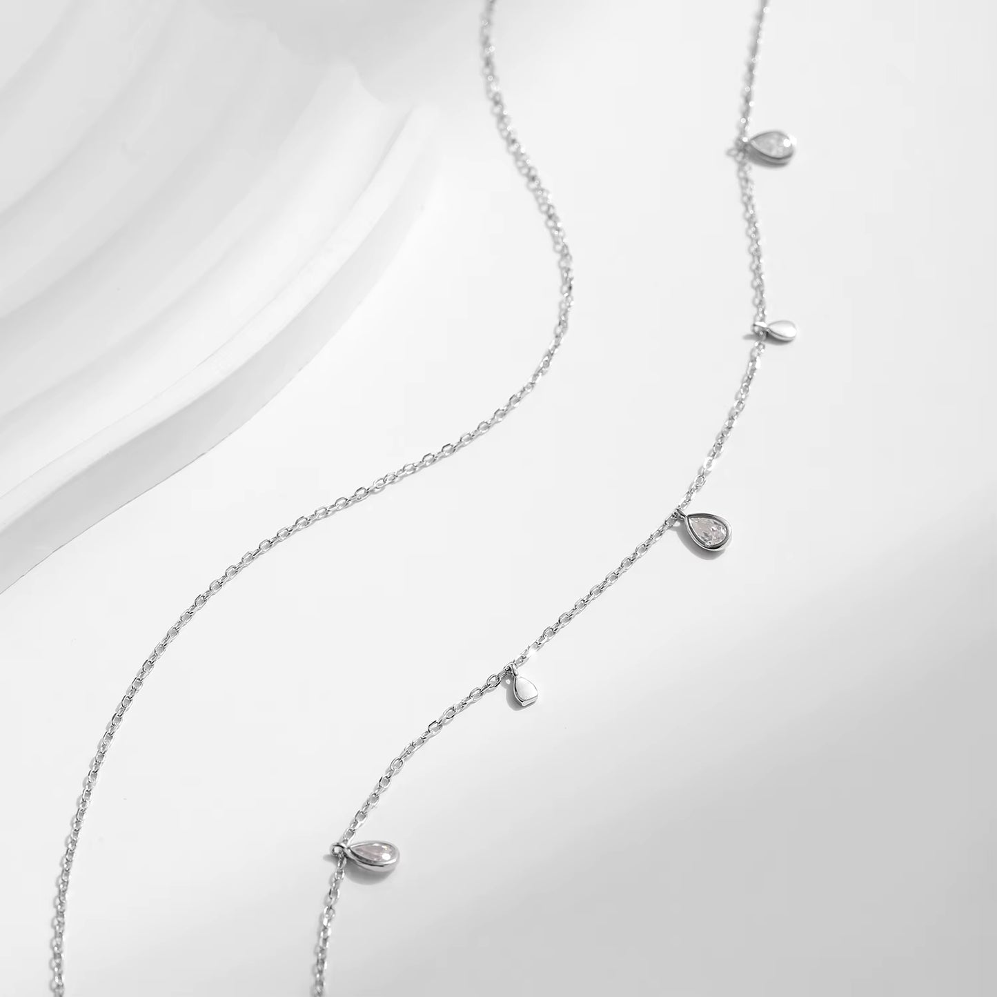 Pear Shape Moissanite Pendant Necklace 925 Sterling Silver Double Layer Necklaces for Women Luxury Wedding Jewelry