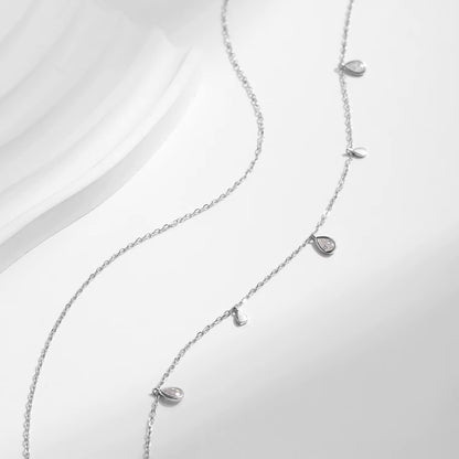 Pear Shape Moissanite Pendant Necklace 925 Sterling Silver Double Layer Necklaces for Women Luxury Wedding Jewelry