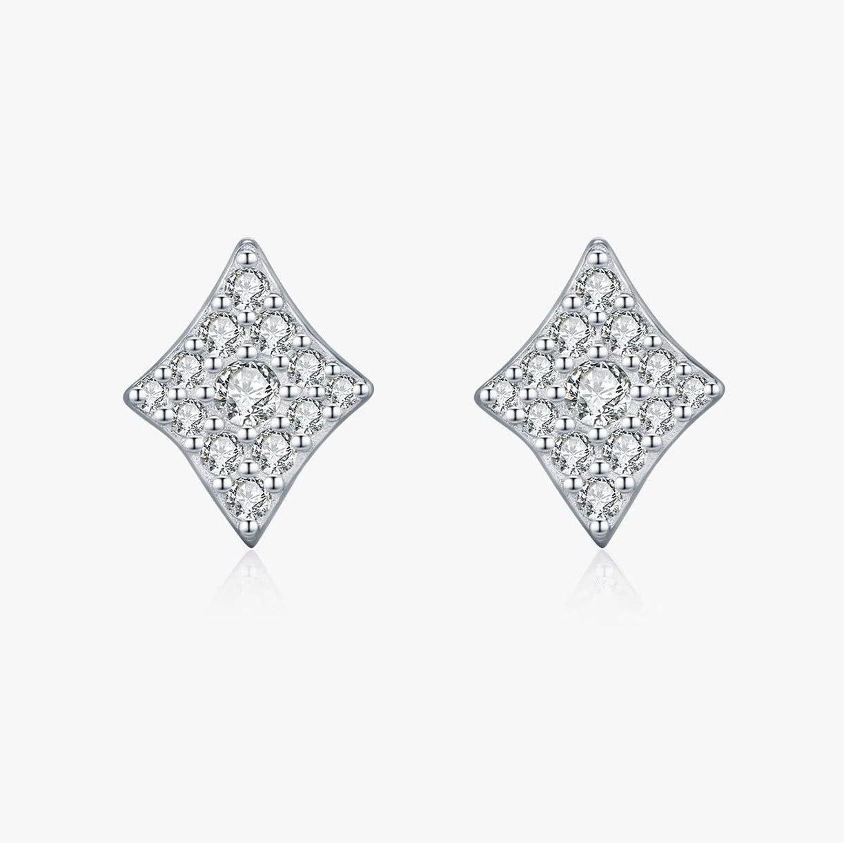 Sparkling Rhombus Moissanite Ear Studs 925 Sterling Silver Trendy Stackable Stud Earrings for Women Daily OL Fine Jewelry
