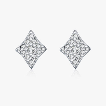Sparkling Rhombus Moissanite Ear Studs 925 Sterling Silver Trendy Stackable Stud Earrings for Women Daily OL Fine Jewelry