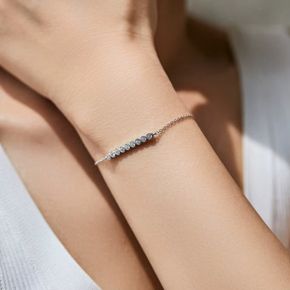 D Color Moissanite 925 Sterling Silver Simple Bracelet round Lab Diamond Chain Link Jewelry for Women Luxury Wedding Gift