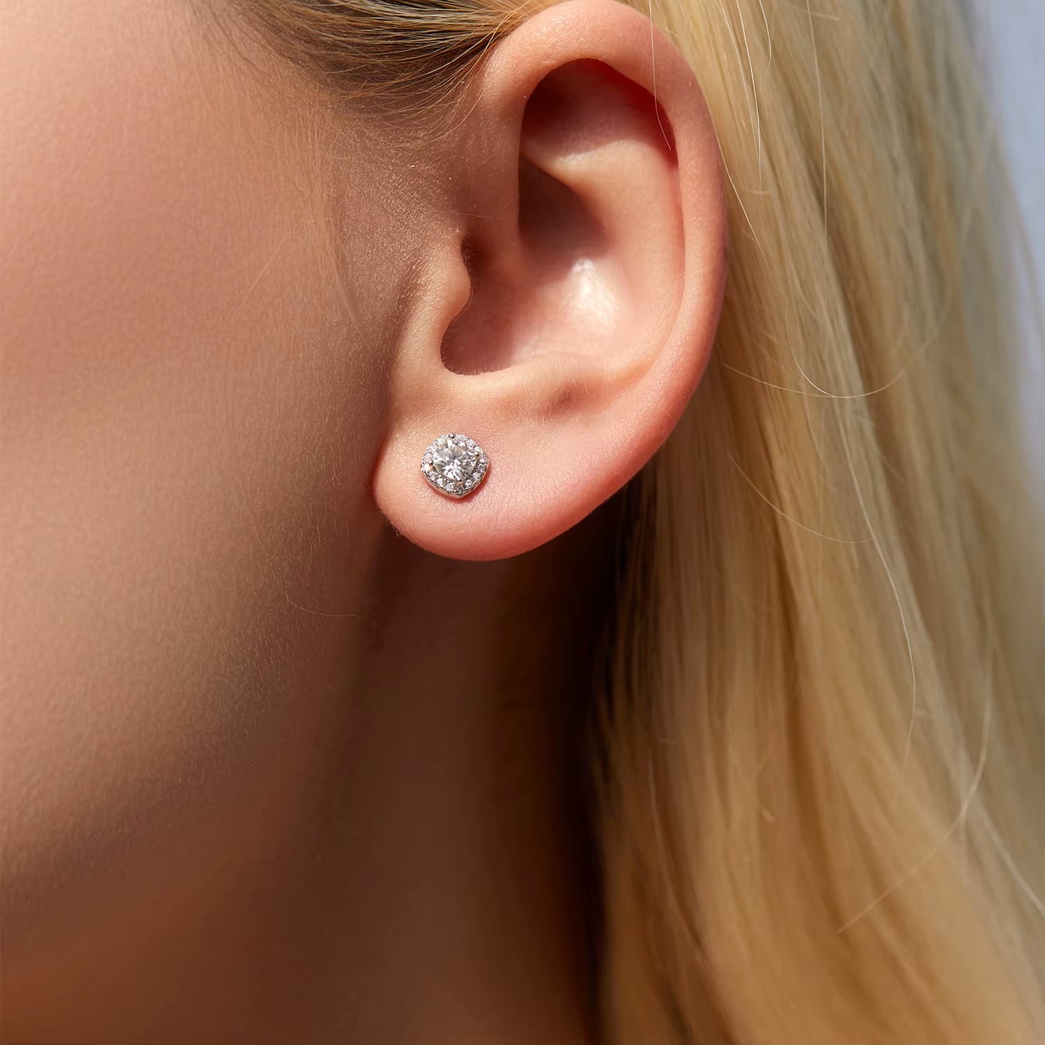 D Color Moissanite Stud Earrings Brilliant Square Cut Lab Created Diamond 925 Silver Earrings for Women Wedding Jewelry