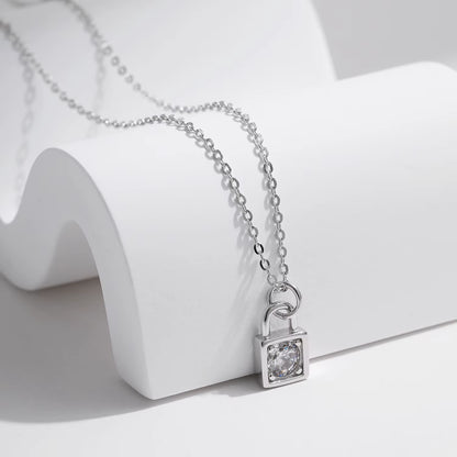 0.5 Carat D Color Moissanite Lock Pendant Necklace for Women 925 Sterling Silver Party Stackable Fine Jewelry with Boxes