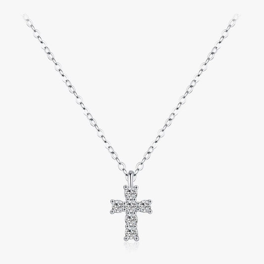 D Color Moissanite 925 Sterling Silver Corss Pendant Necklaces Sparkling Lab Diamond Link Chain Jewelry for Women Gifts