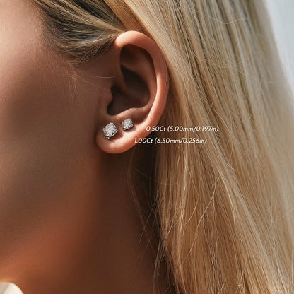 D Color 1CT Moissanite Stud Earrings 925 Sterling Silver Brilliant round Cut Lab Created Diamond Jewelry for Women