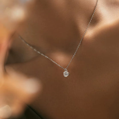 1CT Prong Setting Moissanite Necklace D Color VVS1 Lab Diamond Pendant for Women 925 Sterling Silver Wedding Jewelry