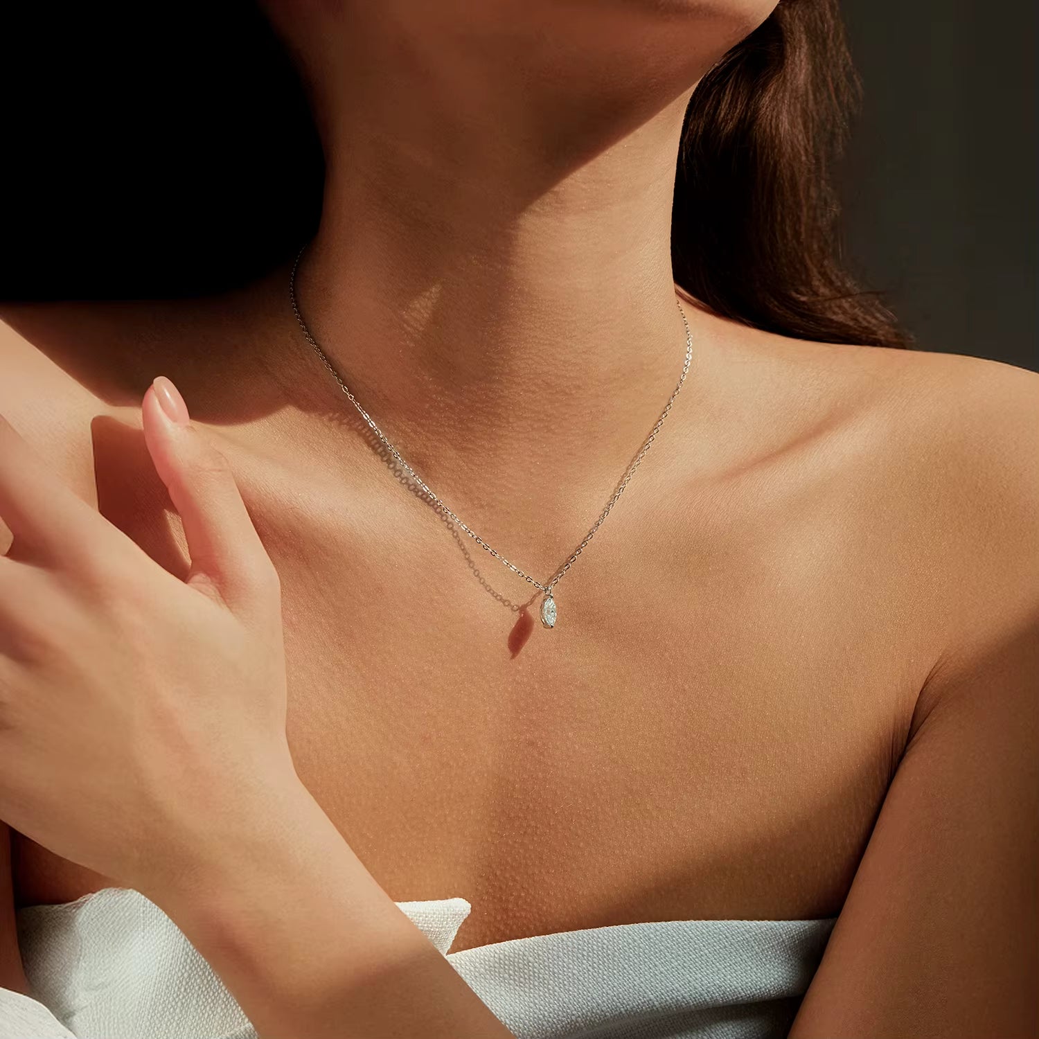D Color Rhombic Moissanite Necklaces 925 Sterling Silver Simple Link Chain Pendant Necklace for Women Fine Jewelry Gifts