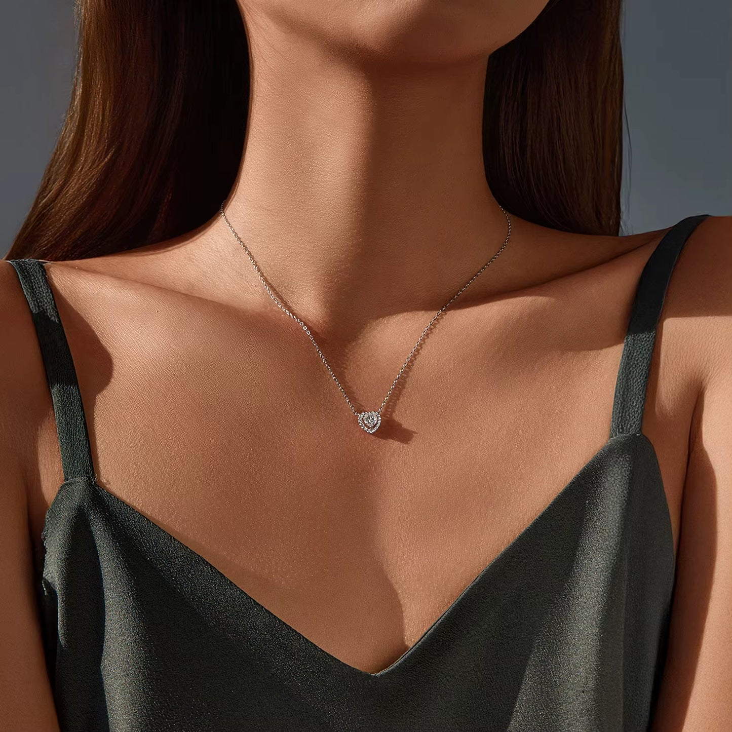 D Color Heart Moissanite 925 Sterling Silver Fashion Simple Pendant Necklace for Women Wedding Fine Jewelry Gfits