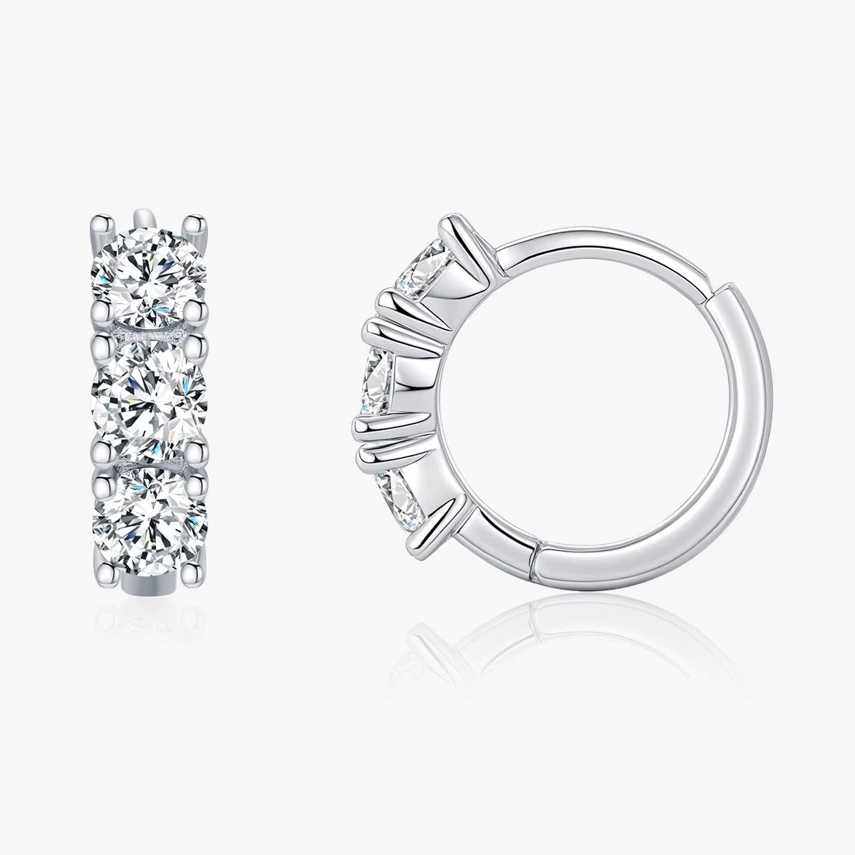 D Color Moissanite Classic Ear Buckle 925 Sterling Silver Trendy round Stackable Hoop Earrings for Women Fine Jewelry