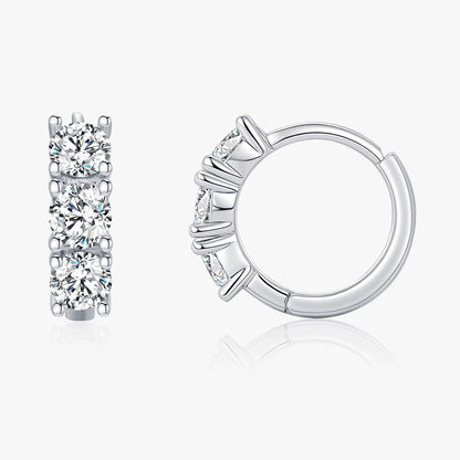 D Color Moissanite Classic Ear Buckle 925 Sterling Silver Trendy round Stackable Hoop Earrings for Women Fine Jewelry