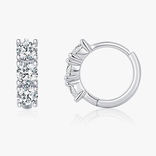 D Color Moissanite Classic Ear Buckle 925 Sterling Silver Trendy round Stackable Hoop Earrings for Women Fine Jewelry