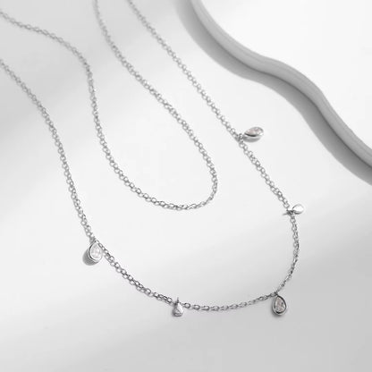Pear Shape Moissanite Pendant Necklace 925 Sterling Silver Double Layer Necklaces for Women Luxury Wedding Jewelry