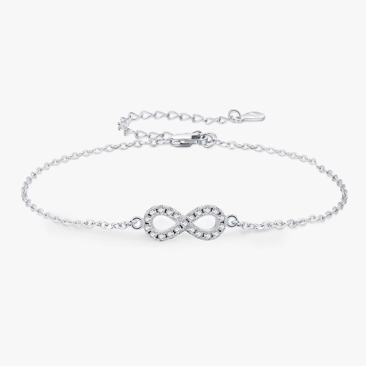 D Color Moissanite Lab Created Diamond Bracelet 925 Sterling Silver Romantic Exquisite Infinity Love for Women Jewelry
