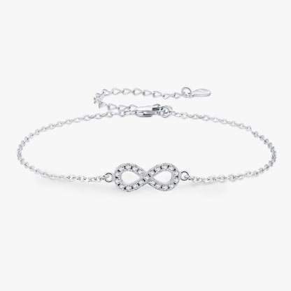 D Color Moissanite Lab Created Diamond Bracelet 925 Sterling Silver Romantic Exquisite Infinity Love for Women Jewelry
