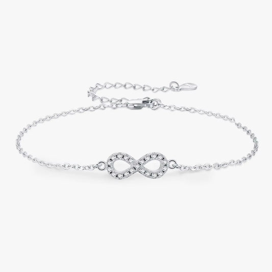 D Color Moissanite Lab Created Diamond Bracelet 925 Sterling Silver Romantic Exquisite Infinity Love for Women Jewelry